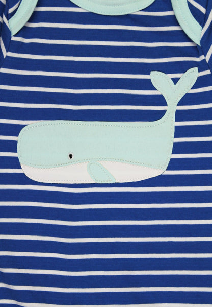 Organic Whale Waves Applique Sleepsuit - Toby Tiger