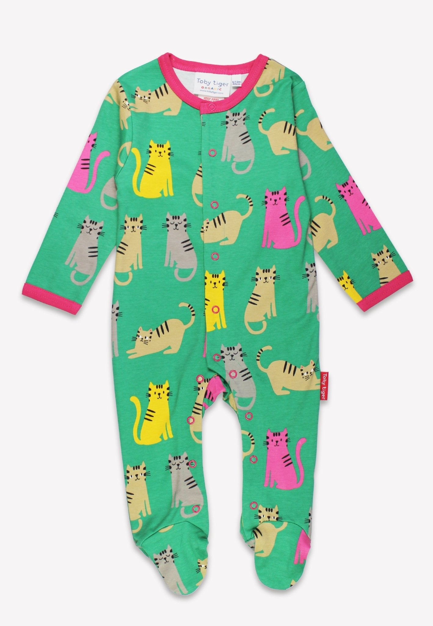 Organic Kitten Print Sleepsuit - Toby Tiger