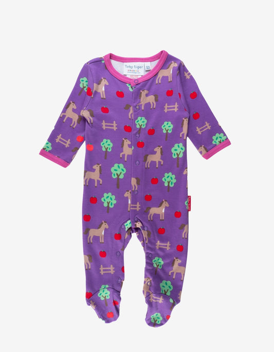 Organic Horse Print Babygrow - Toby Tiger UK Retail