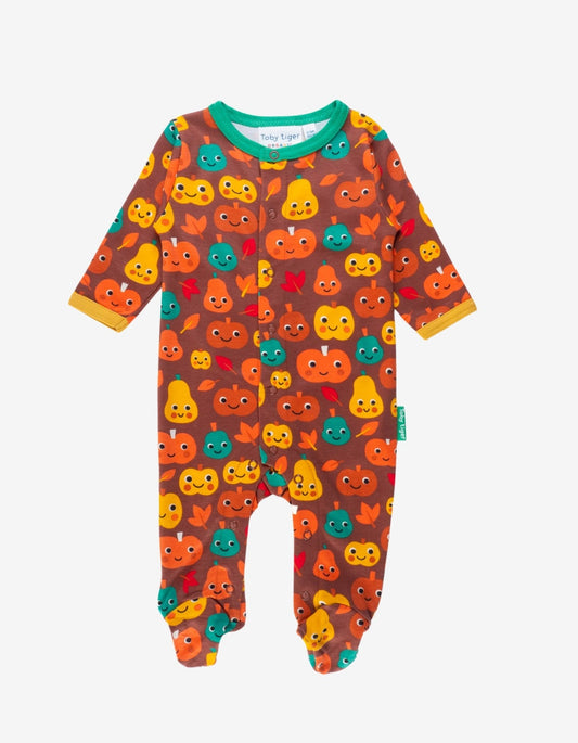 Organic Pumpkin Print Babygrow - Toby Tiger UK Retail