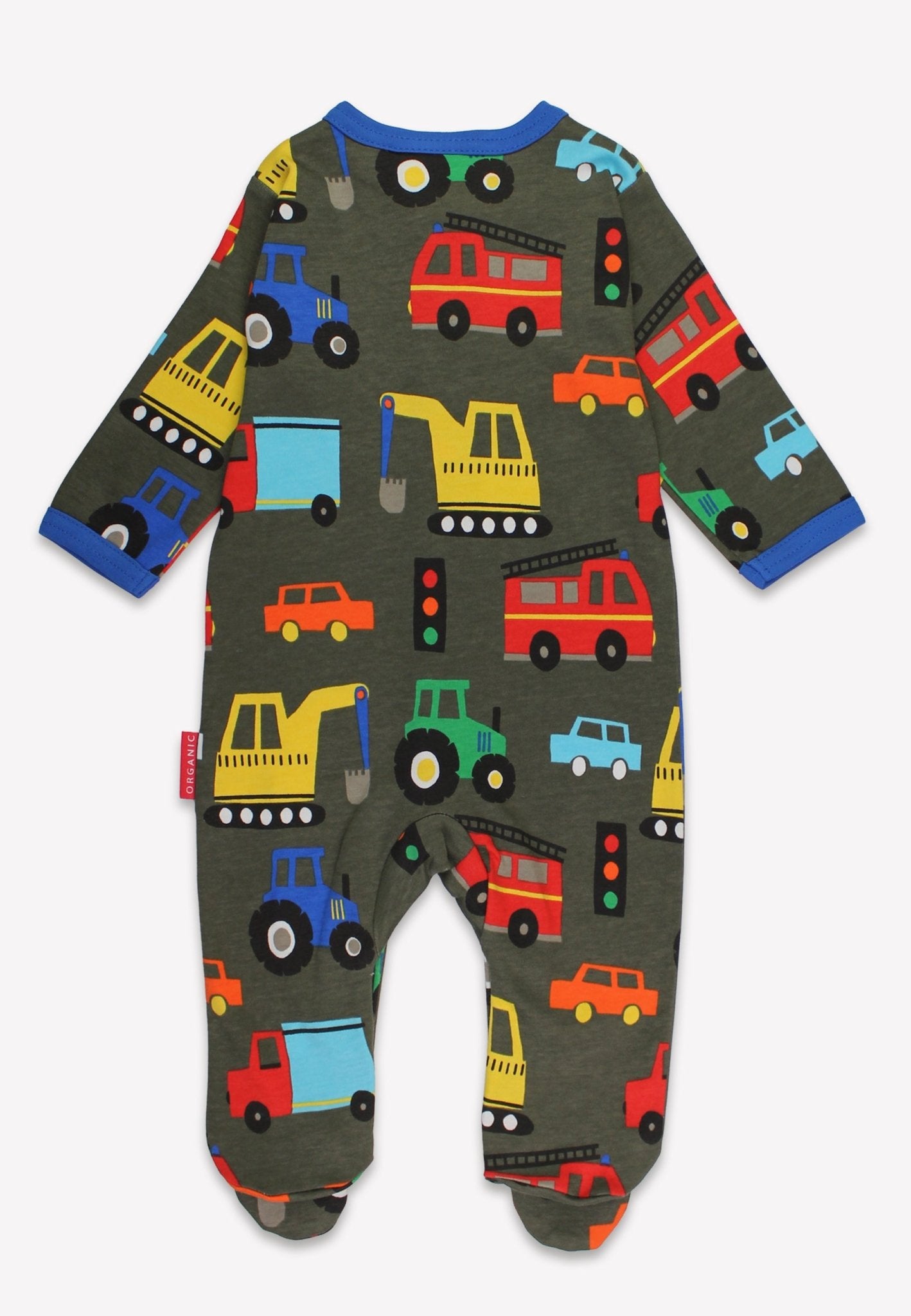 Organic Transport Print Sleepsuit - Toby Tiger