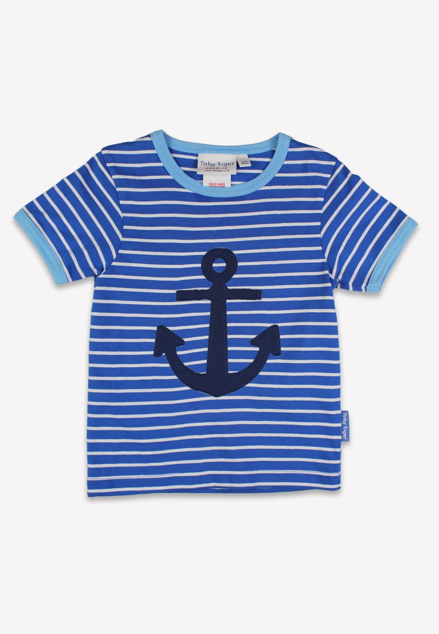 Organic Blue Anchor Applique Short Sleeved T-Shirt - Toby Tiger