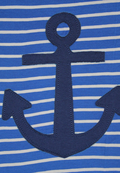 Organic Blue Anchor Applique Short Sleeved T-Shirt - Toby Tiger