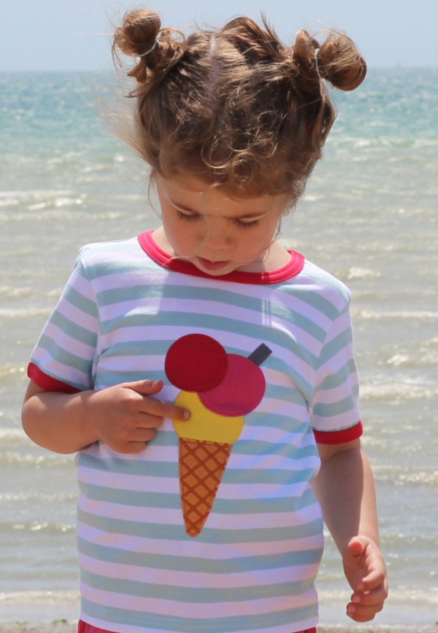 Organic Ice Cream Applique Short Sleeved T-Shirt - Toby Tiger