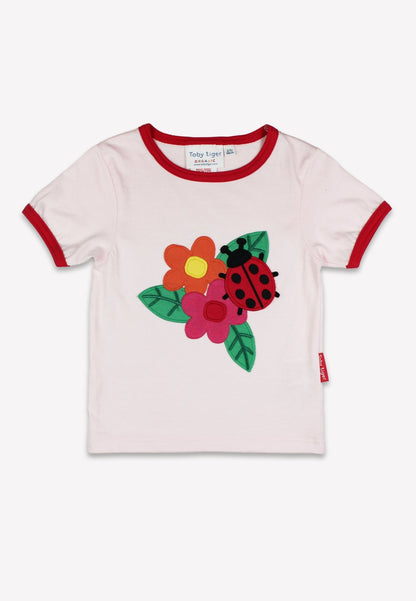 Organic Ladybird Applique Short Sleeved T-Shirt - Toby Tiger