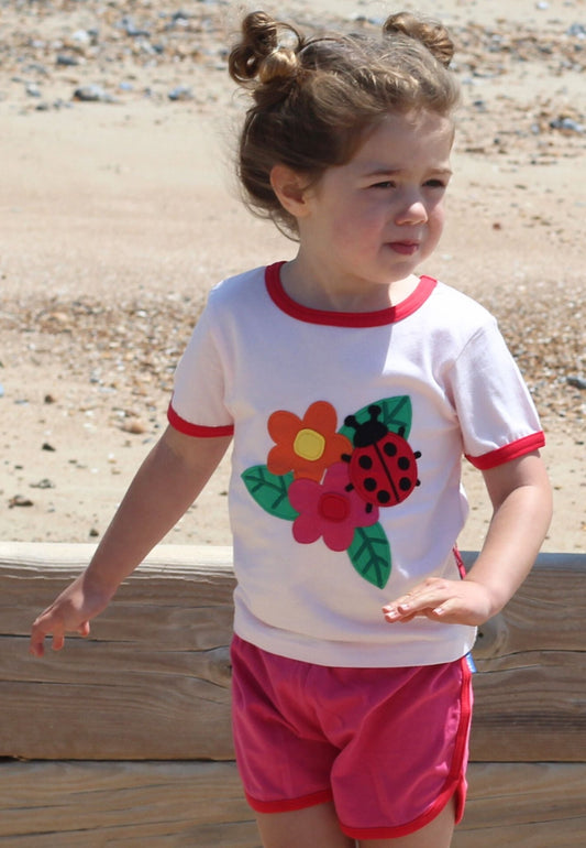 Organic Ladybird Applique Short Sleeved T-Shirt - Toby Tiger