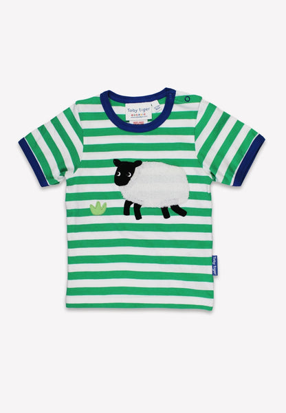 Organic Hillside Sheep Applique Short Sleeved T-Shirt - Toby Tiger