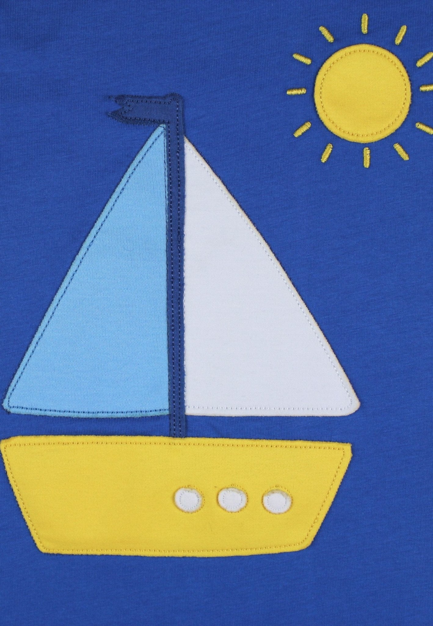 Organic St Ives Boat Applique Short Sleeved T-Shirt - Toby Tiger