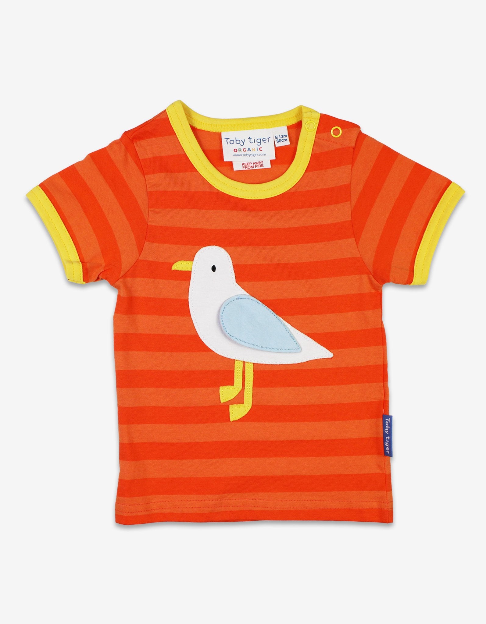 Organic Striped Seagull Applique T-shirt - Toby Tiger UK Retail