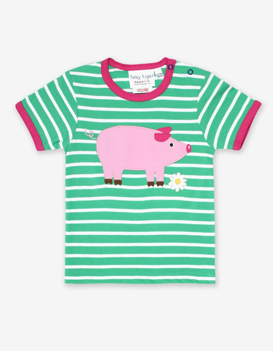 Organic Pig Applique T-Shirt - Toby Tiger UK Retail