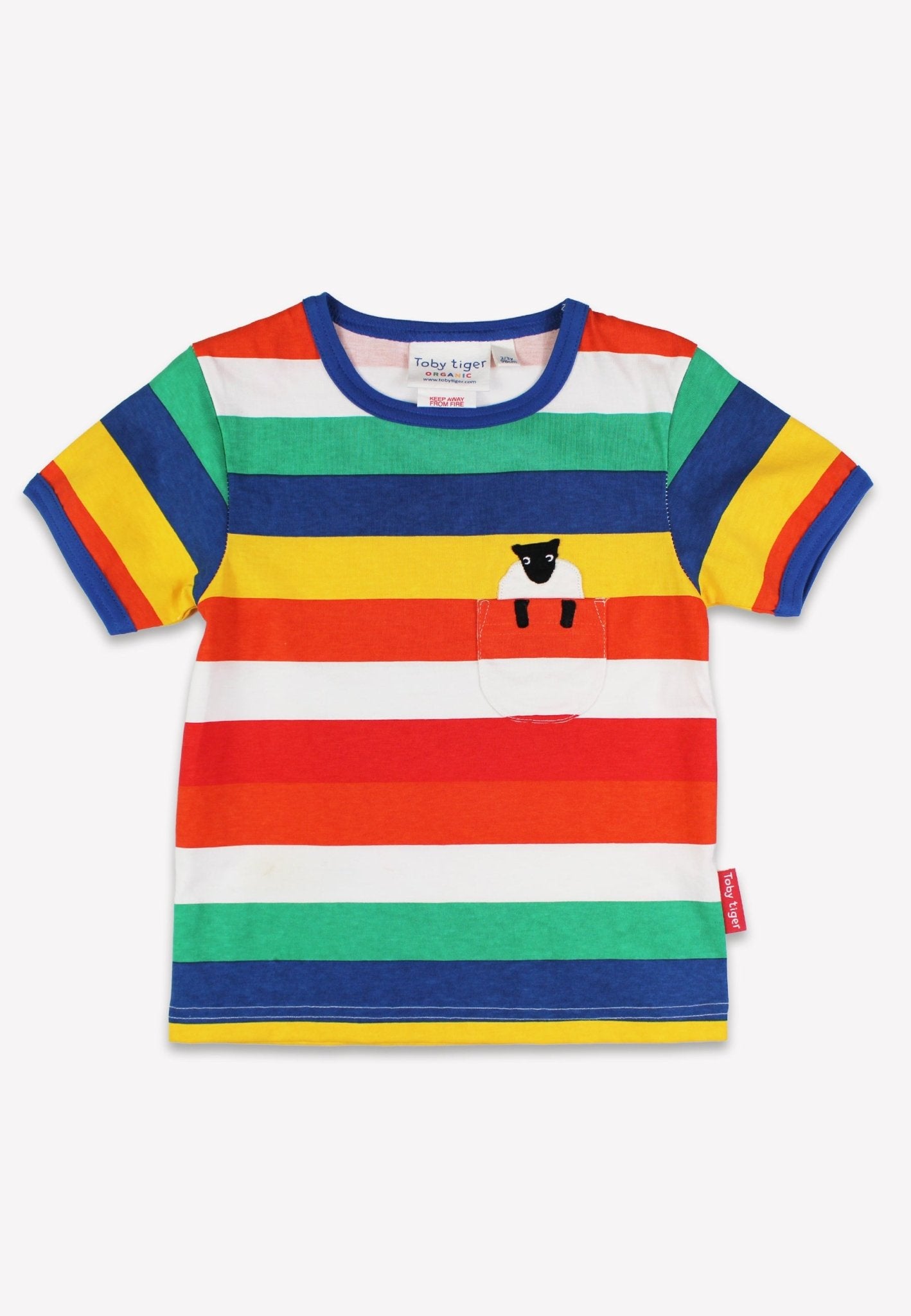 Organic Rainbow Sheep Pocket Applique Short - Sleeved T-Shirt - Toby Tiger