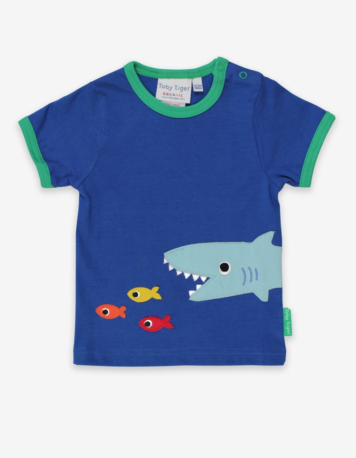 Organic Shark Applique T-Shirt - Toby Tiger UK Retail