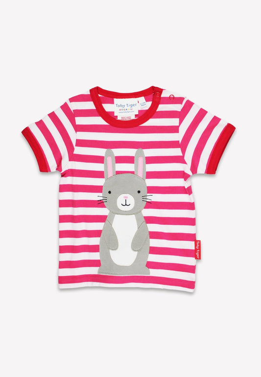 Organic Bunny Applique Short Sleeved T-Shirt - Toby Tiger