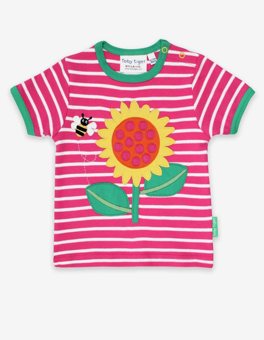 Organic Sunflower Applique T-Shirt - Toby Tiger UK Retail