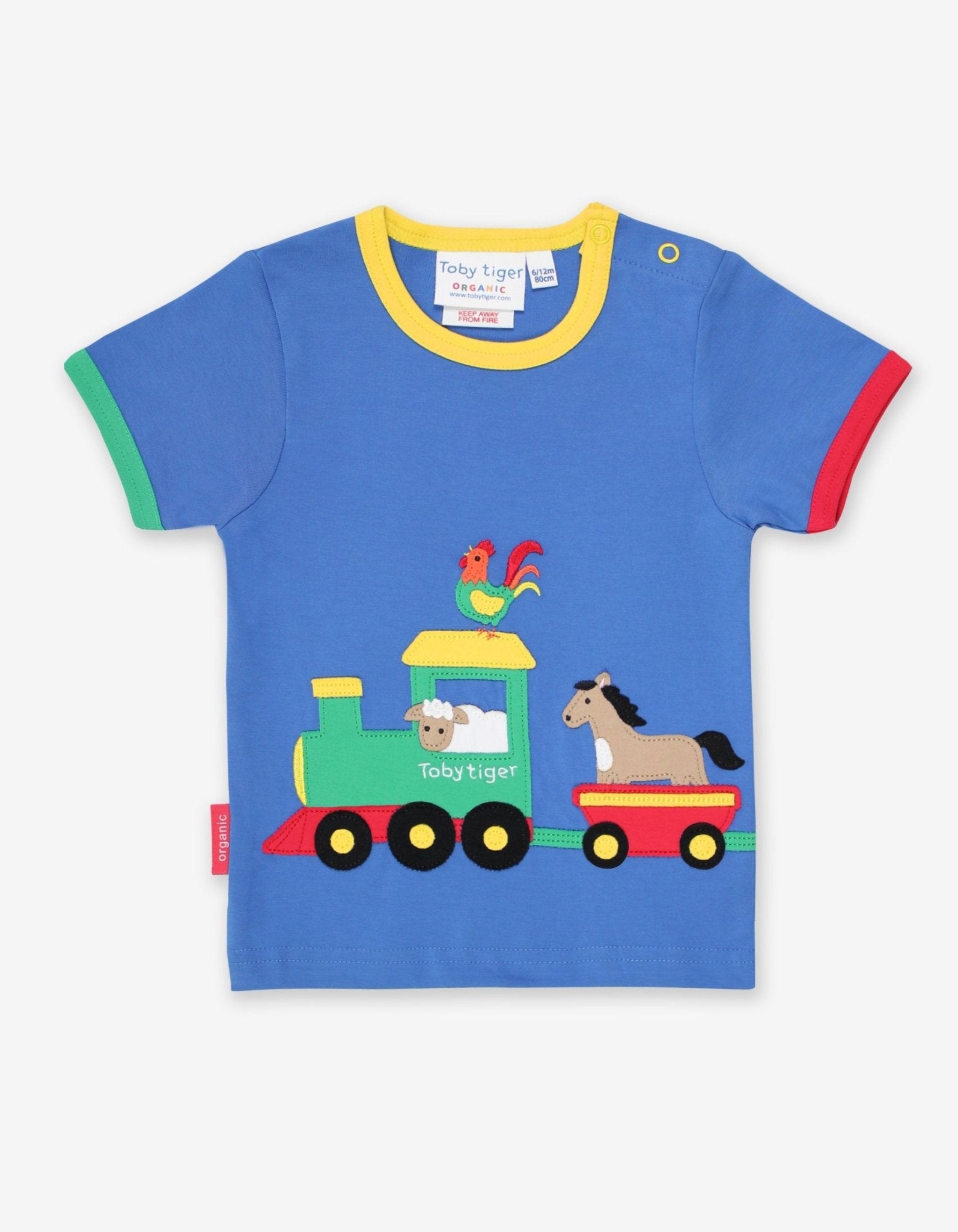 Organic Animal Train Applique T-Shirt - Toby Tiger UK Retail