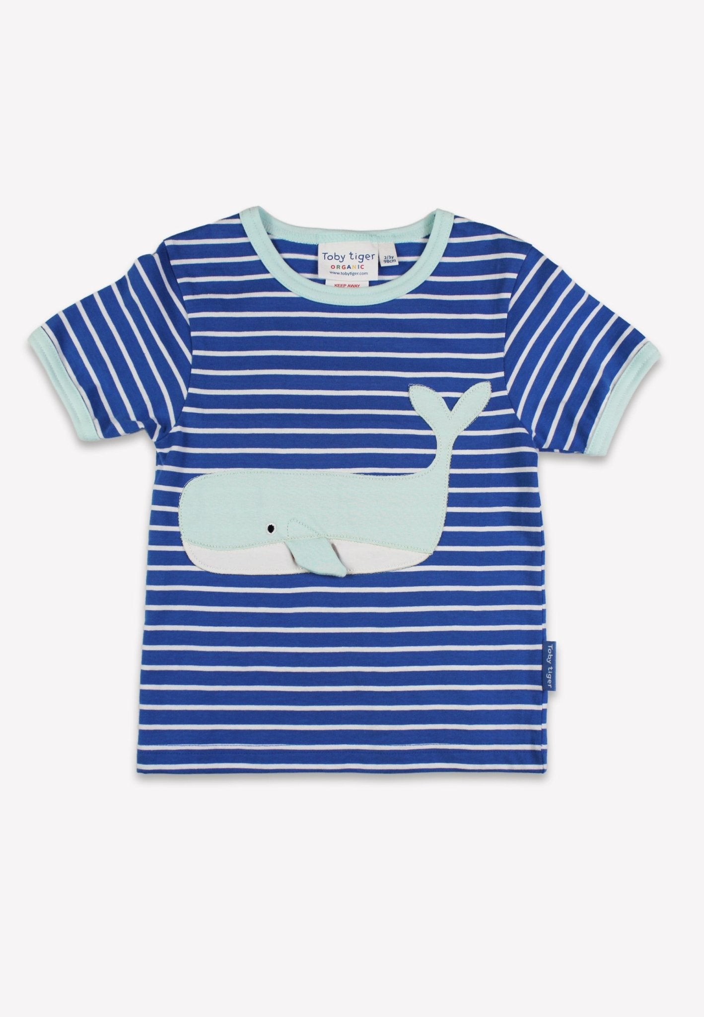 Organic Whale Waves Applique Short Sleeved T-Shirt - Toby Tiger