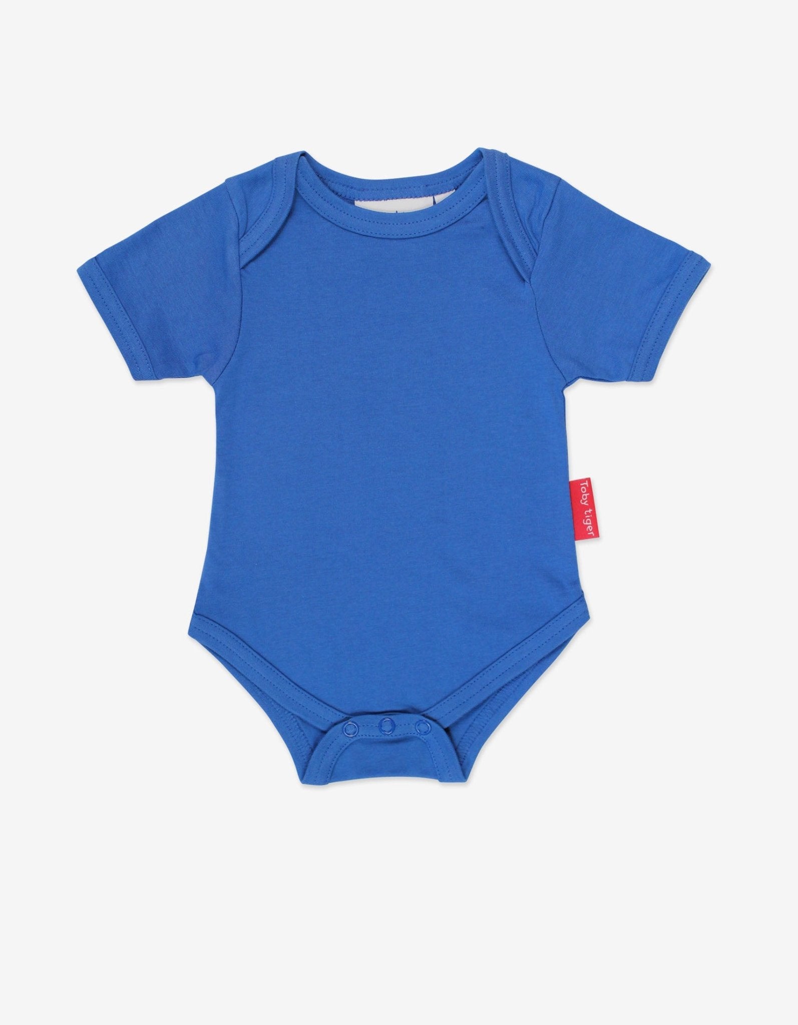 Organic Blue Basic Short - Sleeved Baby Body - Toby Tiger UK Retail