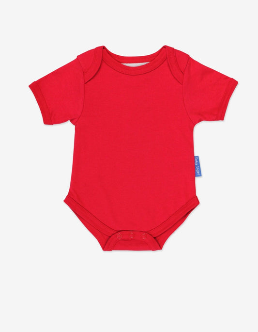 Organic Red Basic Short - Sleeved Baby Body - Toby Tiger UK Retail