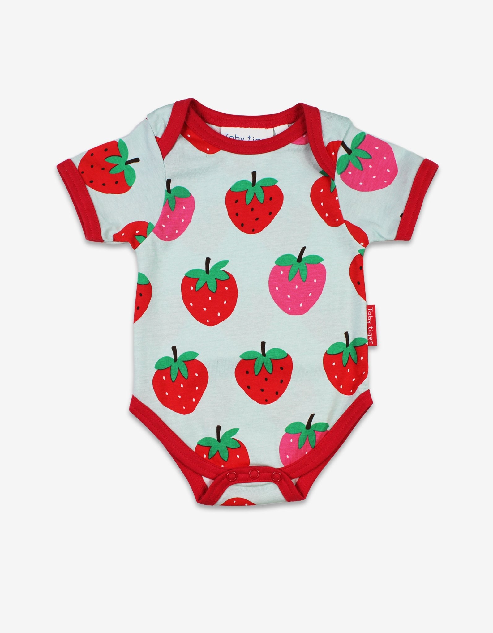 Organic Strawberry Print Baby Bodysuit - Toby Tiger UK Retail