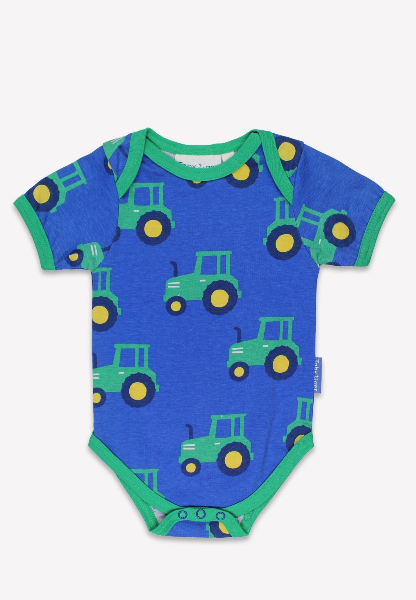 Organic Hillside Tractor Print Baby Body - Toby Tiger