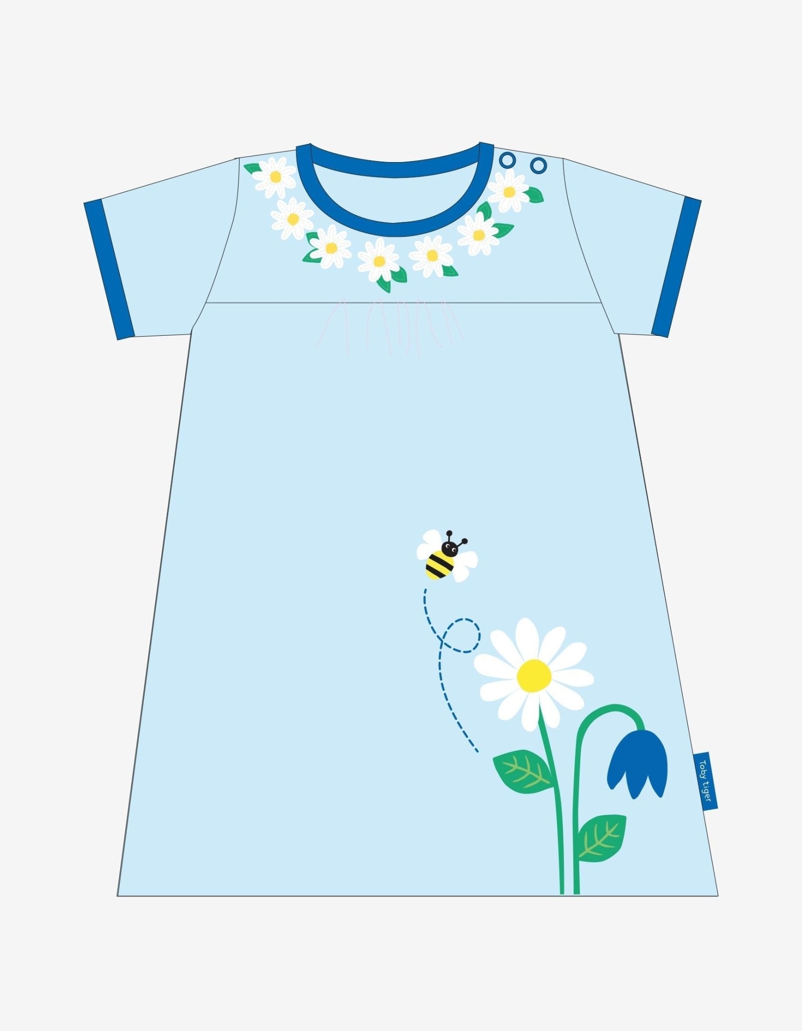 Organic English Garden Applique T-Shirt Dress - Toby Tiger UK Retail