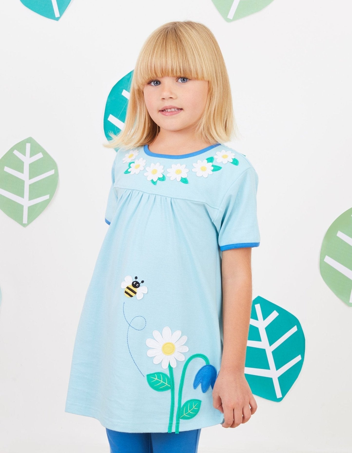 Organic English Garden Applique T-Shirt Dress - Toby Tiger UK Retail