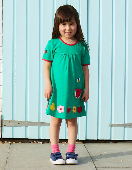 Organic Fruit Flower Applique T-Shirt Dress - Toby Tiger UK Retail