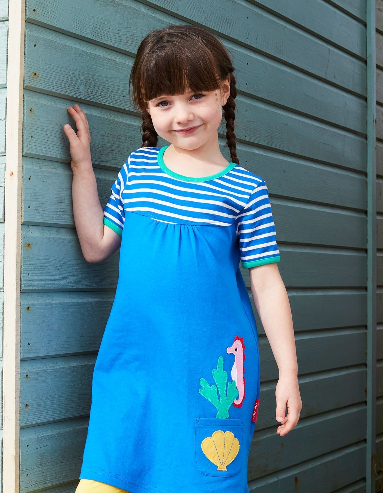 Organic Seahorse Applique T-Shirt Dress - Toby Tiger UK Retail