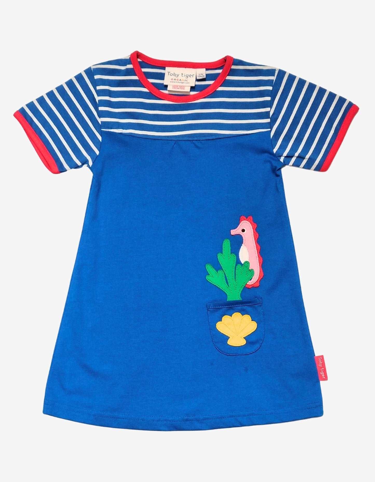 Organic Seahorse Applique T-Shirt Dress - Toby Tiger UK Retail