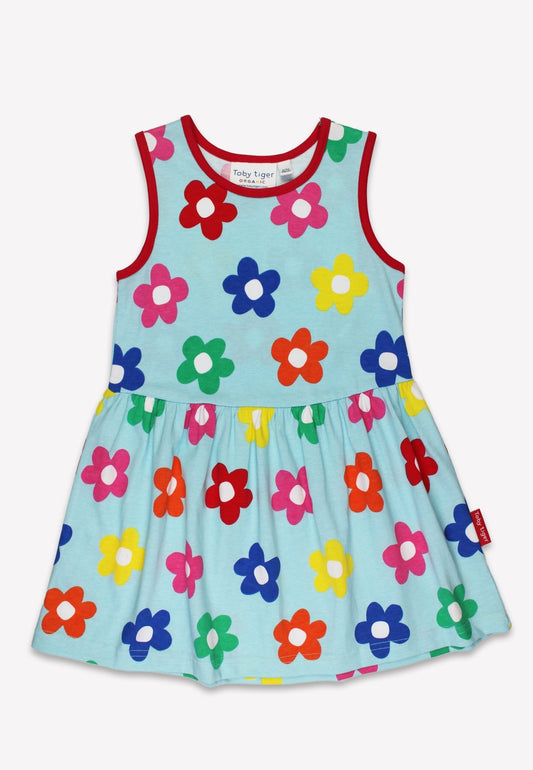 Organic Rainbow Bloom Print Summer Dress - Toby Tiger