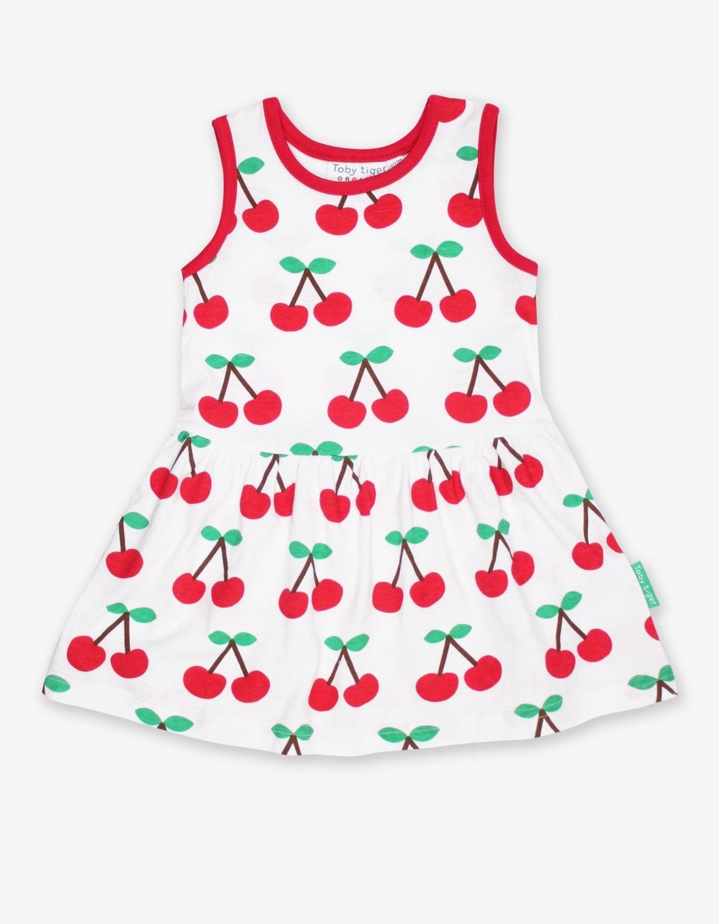 Organic Cherry Print Summer Dress - Toby Tiger UK Retail