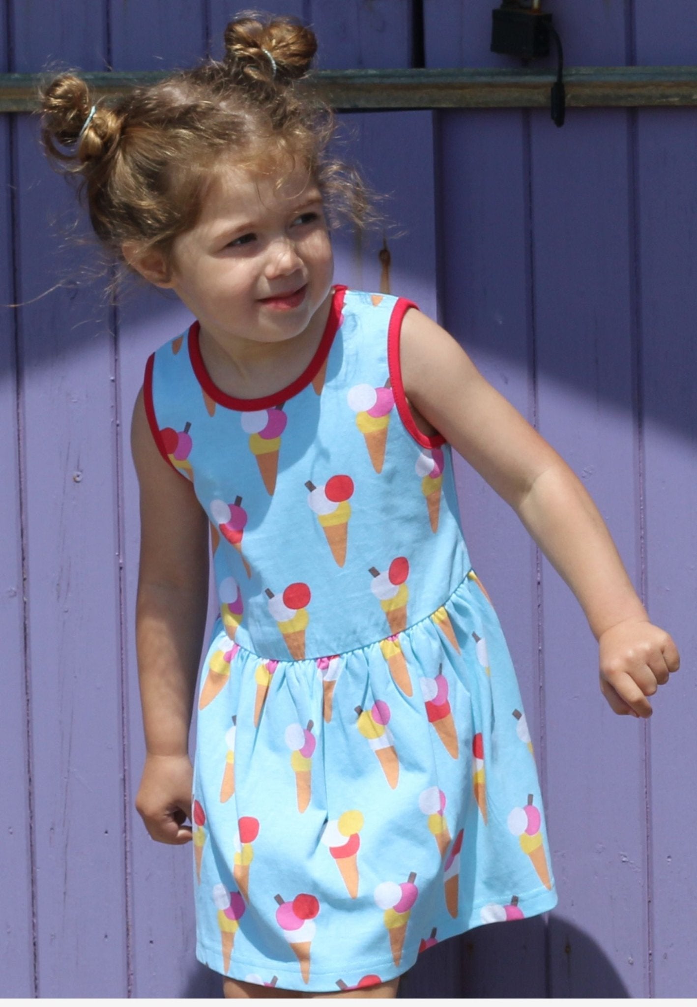 Organic Ice Cream Cones Print Summer Dress - Toby Tiger