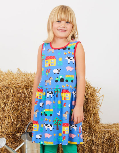 Organic Farm Print Summer Dress - Toby Tiger UK Retail