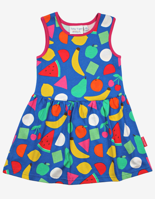 Organic Fruit Print Summer Dress - Toby Tiger UK Retail