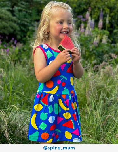 Organic Fruit Print Summer Dress - Toby Tiger UK Retail