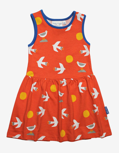 Organic Seagull Print Summer Dress - Toby Tiger UK Retail