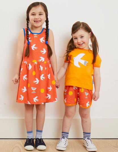 Organic Seagull Print Summer Dress - Toby Tiger UK Retail