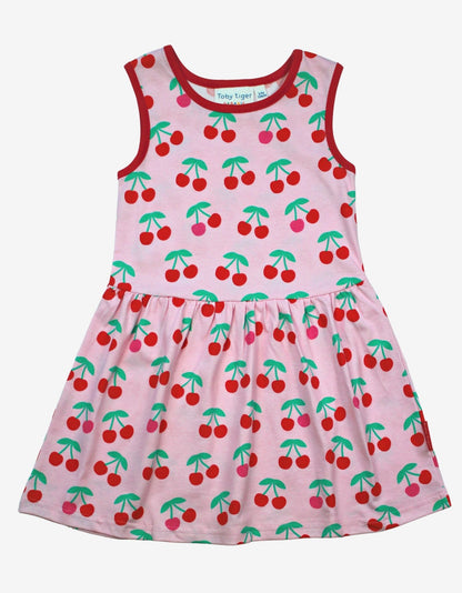 Organic Cherry Print Summer Dress - Toby Tiger UK Retail