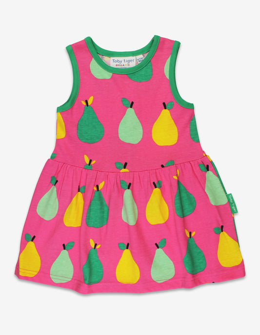 Organic Pear Print Summer Dress - Toby Tiger UK Retail