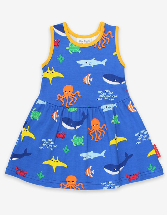 Organic Sealife Print Summer Dress - Toby Tiger UK Retail