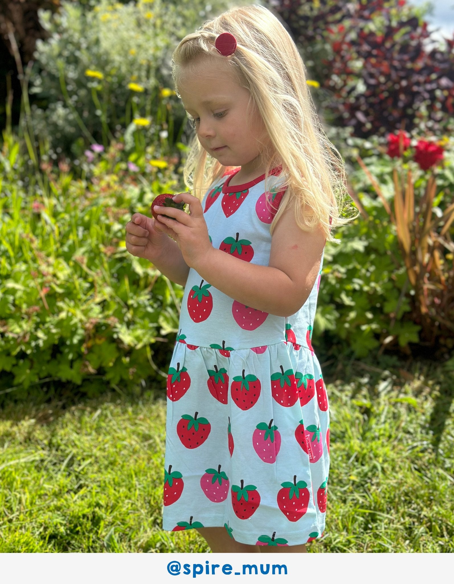 Organic Strawberry Print Summer Dress - Toby Tiger UK Retail