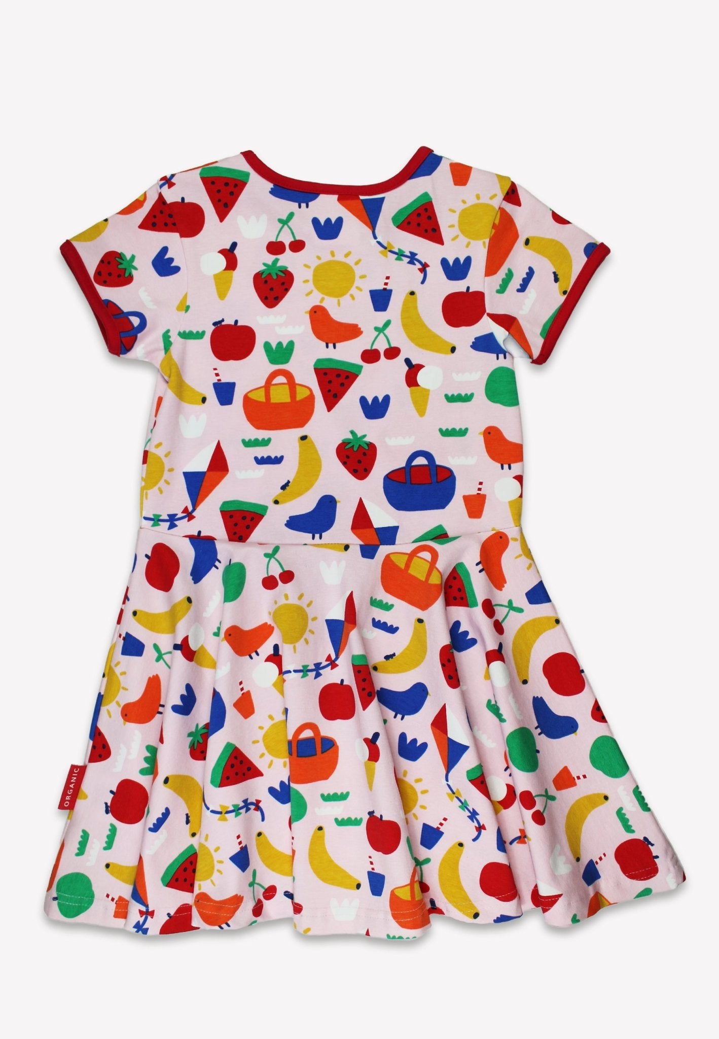 Organic Picnic Print Short Sleeved Skater Dress - Toby Tiger