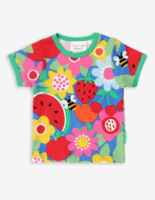 Organic Fruit Flower Print T-Shirt - Toby Tiger UK Retail