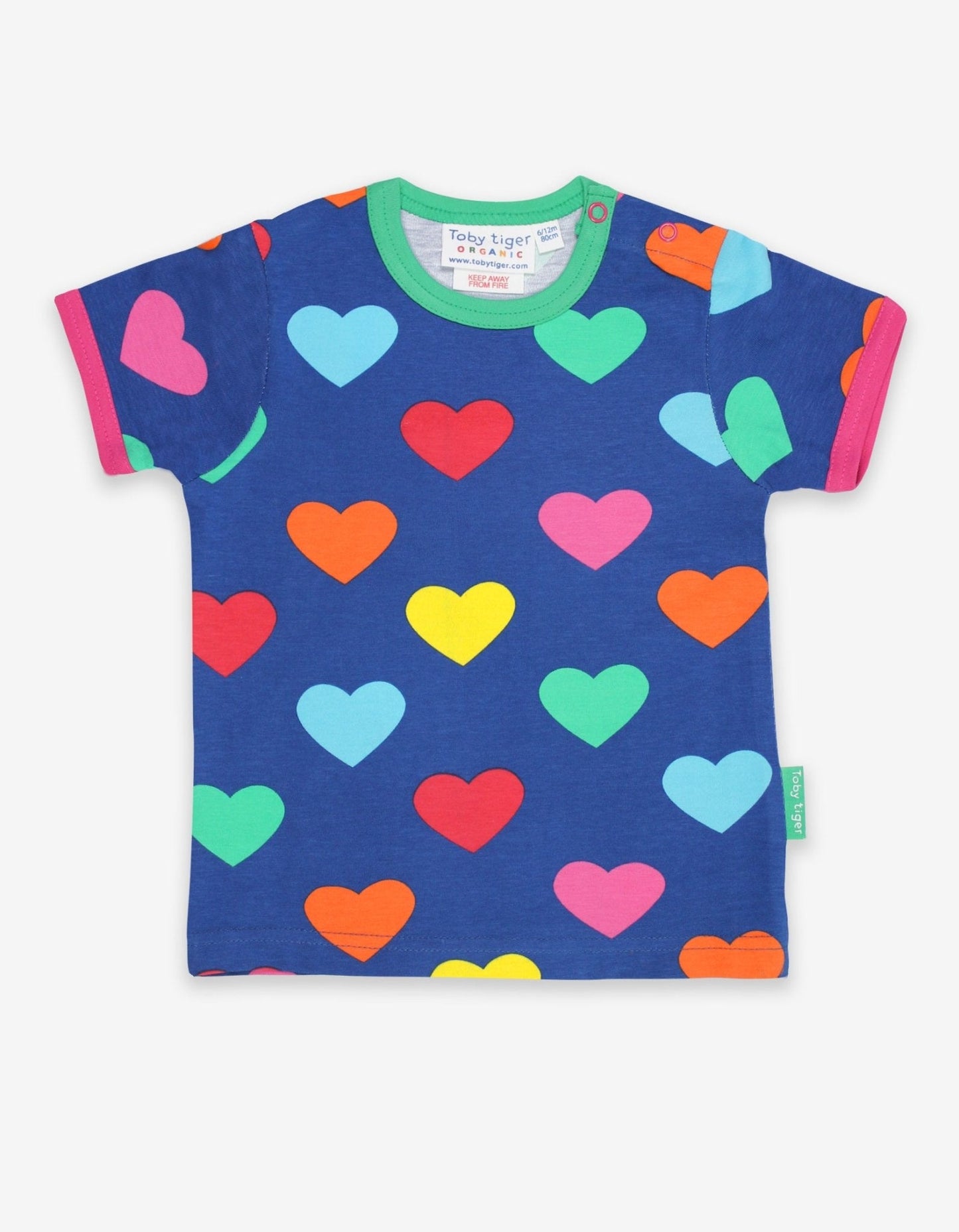 Organic Multi Heart Print T-Shirt - Toby Tiger UK Retail