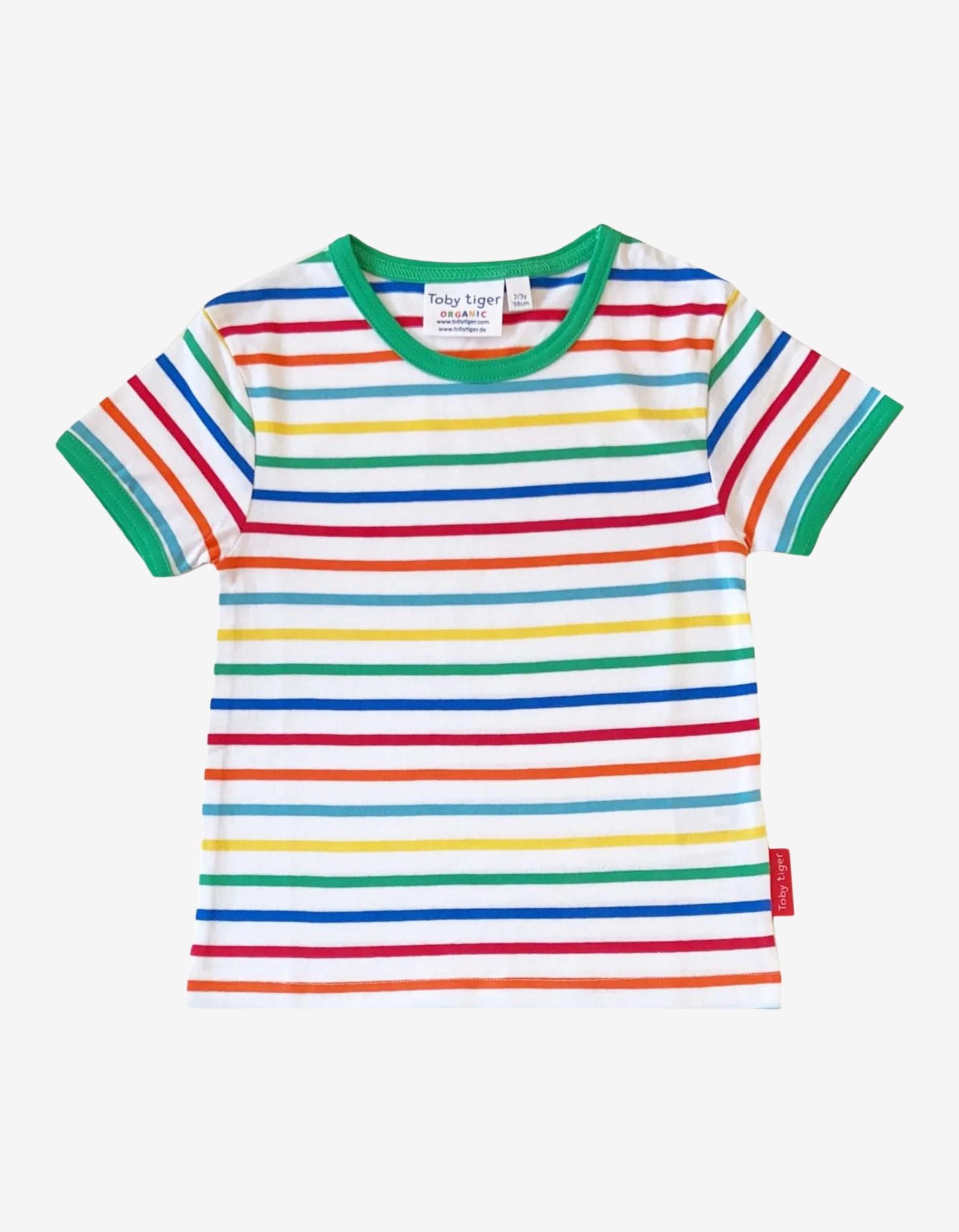 Organic Green Rainbow Stripe T-Shirt - Toby Tiger UK Retail