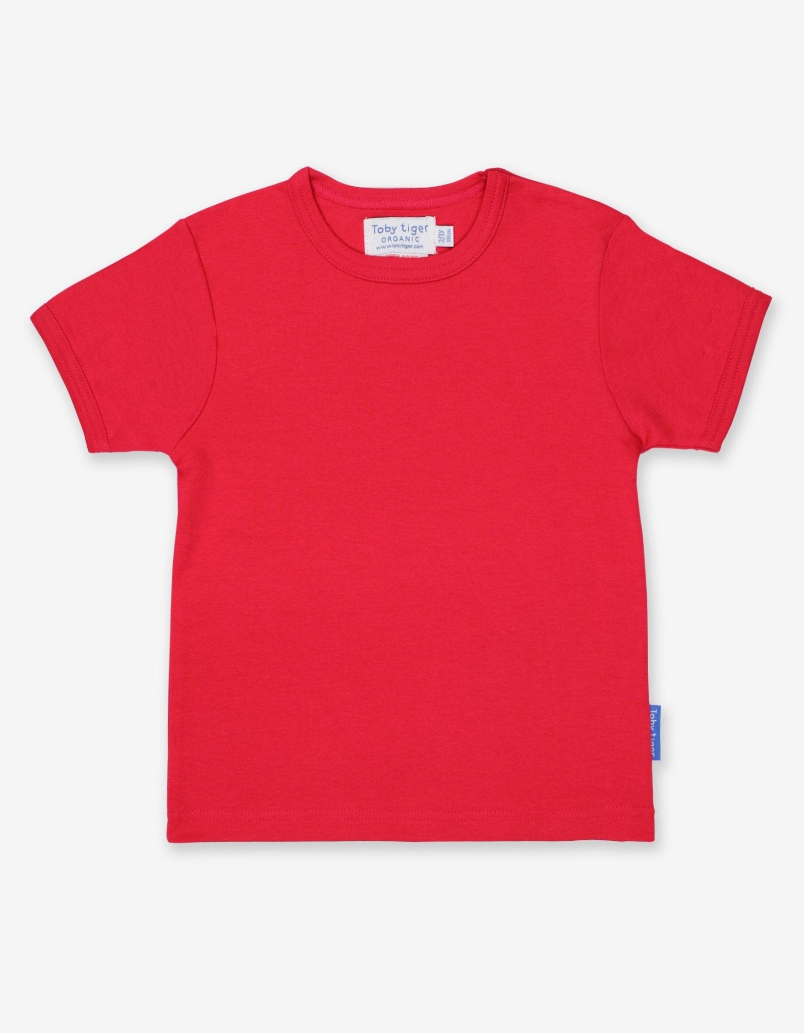 Organic Red Basic Short - Sleeved T-Shirt - Toby Tiger UK Retail