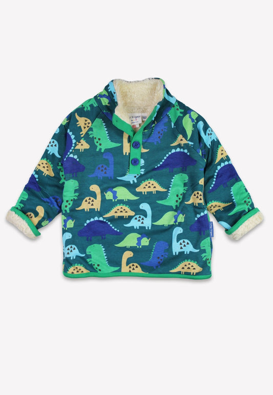 Organic Tonal Dinosaur Print Fleece Sweatshirt - Toby Tiger