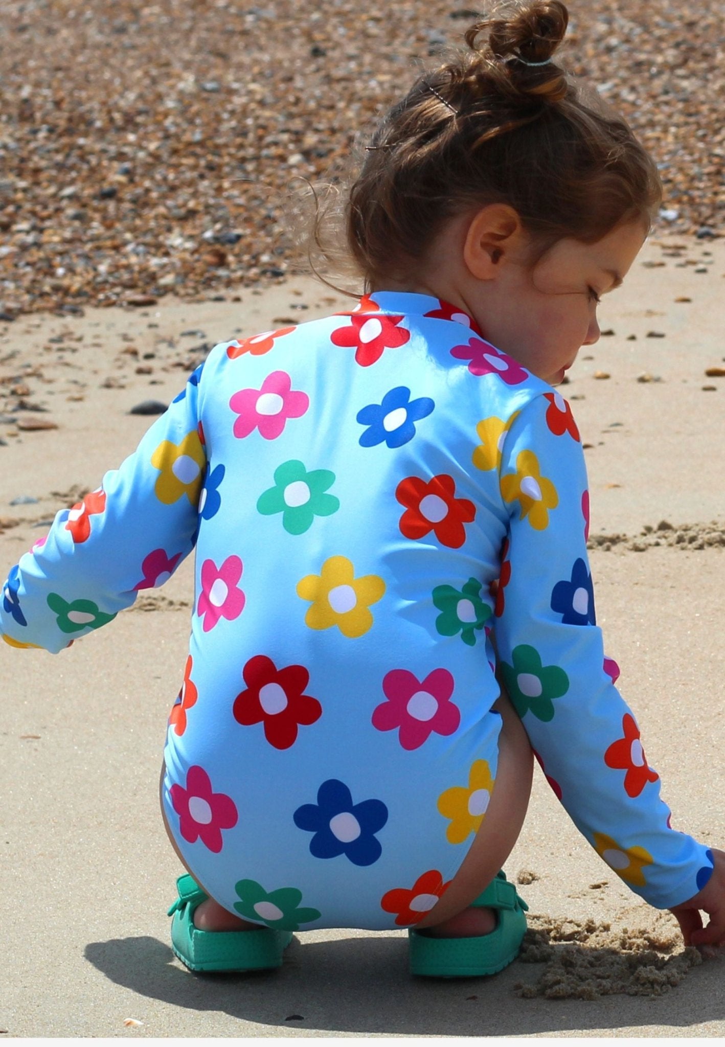 Rainbow Bloom Print Long - Sleeved Kids' Swimsuit - Toby Tiger