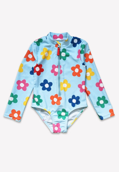 Rainbow Bloom Print Long - Sleeved Kids' Swimsuit - Toby Tiger