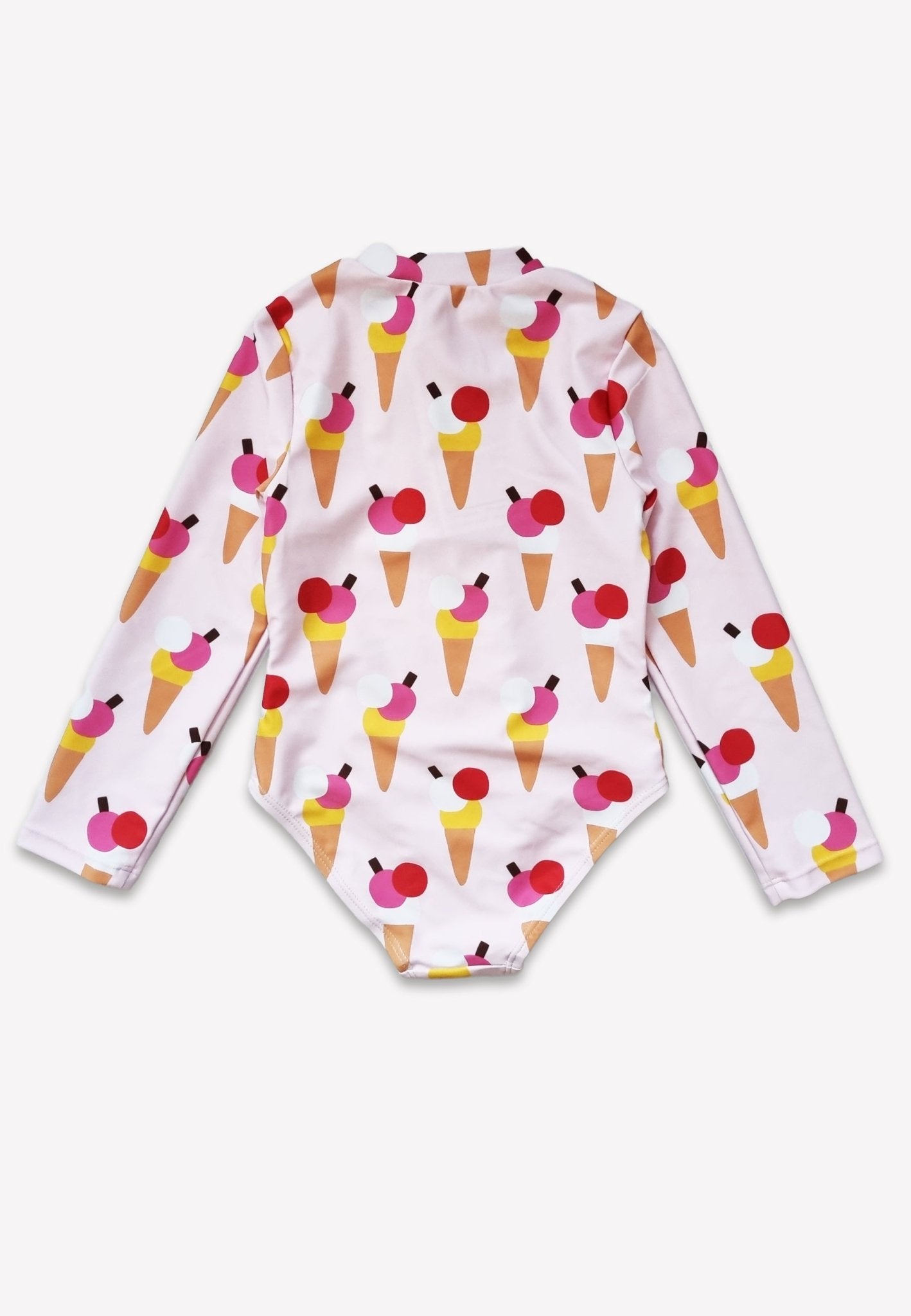 Ice Cream Cones Print Long - Sleeved Kids' Swimsuit - Toby Tiger